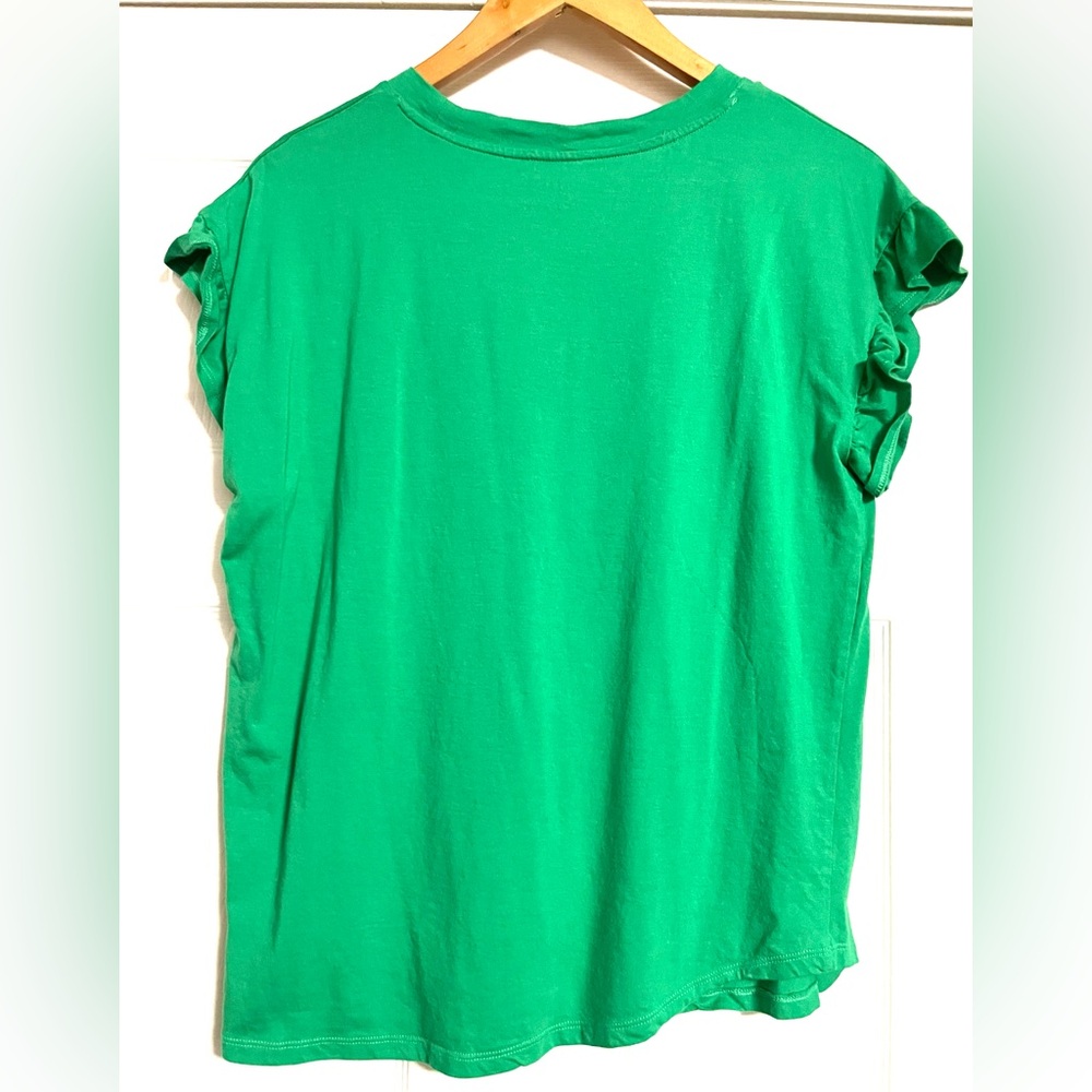 crown & ivy Green Ruffle Sleeve Crewneck Tee - Picture 3 of 3